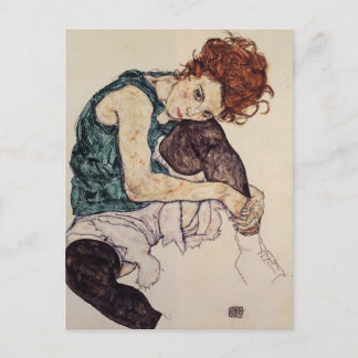 Egon Schiele – 膝を曲げた着座女性 ポストカード