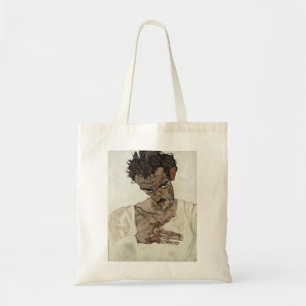 Egon Schiele -自己-頭部の低いポートレート。 トートバッグ