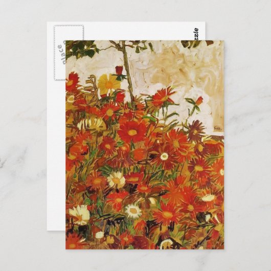 Egon Schiele – 花畑 ポストカード (正面/裏面)