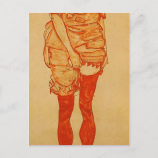 Egon Schiele – 赤のスタンドウーマン ポストカード