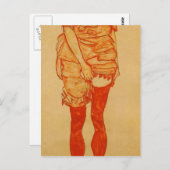 Egon Schiele – 赤のスタンドウーマン ポストカード (正面/裏面)