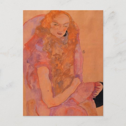 Egon Schiele – 長い髪の女性 ポストカード (正面)