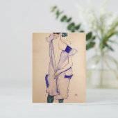 Egon Schiele – 青と緑に立つ少女 ポストカード (スタンド正面)