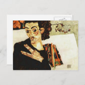 Egon Schiele – 黒い花瓶と自画像 ポストカード (正面/裏面)