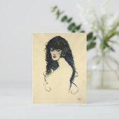 Egon Schiele – 黒髪の女性のポートレート ポストカード (スタンド正面)