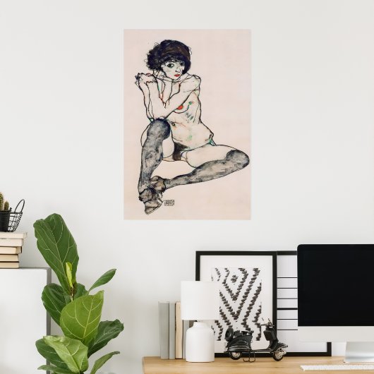 Egon Schiele Expressionism Print Sitzender ポスター (ホームオフィス)