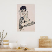 Egon Schiele Expressionism Print Sitzender ポスター (キッチン)