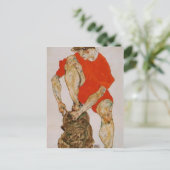 Egon Schiele-Female in Red Jacket & Pants ポストカード (スタンド正面)