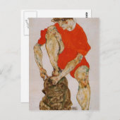 Egon Schiele-Female in Red Jacket & Pants ポストカード (正面/裏面)