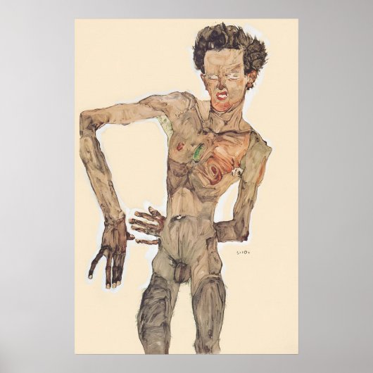 Egon Schiele 'Grimassierendes Aktselbstbildnis' ポスター (正面)