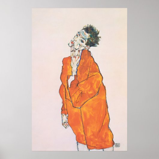 Egon Schiele 'Orange Jacket' Print Expressionism ポスター (正面)