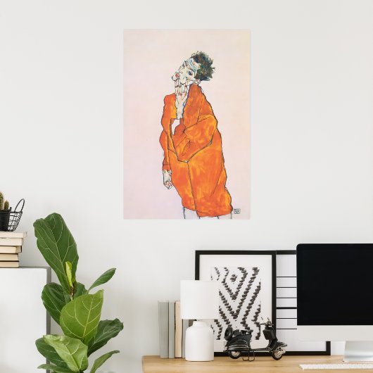 Egon Schiele 'Orange Jacket' Print Expressionism ポスター (ホームオフィス)