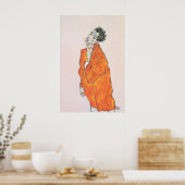 Egon Schiele 'Orange Jacket' Print Expressionism ポスター (キッチン)