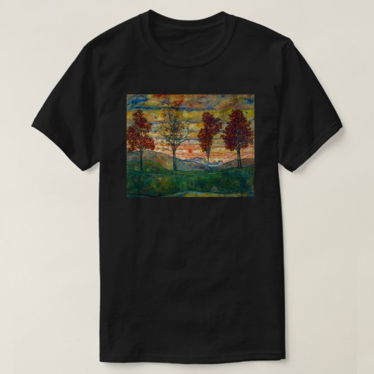 Egon Schiele Paintings | Vier Baeume -Four Trees Tシャツ (デザイン正面)