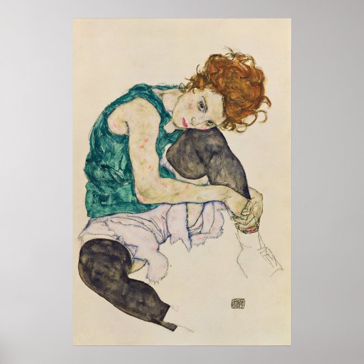 Egon Schiele 'Seated Woman' Expressionism Art ポスター (正面)