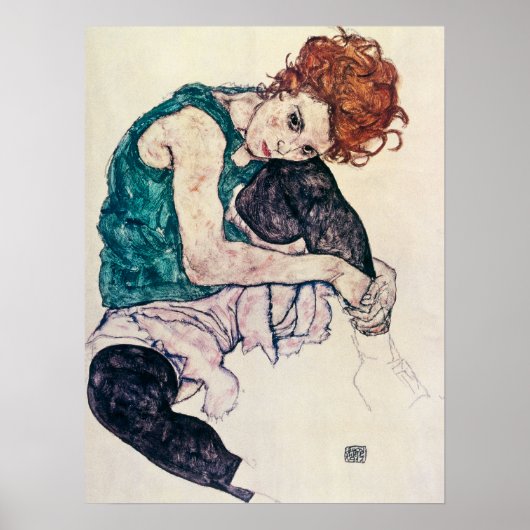 Egon Schiele Seated Woman Poster ポスター (正面)