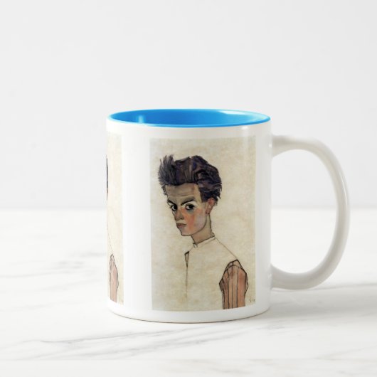 Egon Schiele , Self portrait, 1910 ツートーンマグカップ (右)