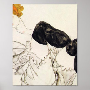 Egon Schiele- Woman In Black Stockings ポスター