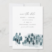 EGRET石板ブルーウォーター色パイン日付を保存 招待状 (正面)