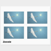 Egret 1シ飛んでいるステッカー 長方形シール (シート)