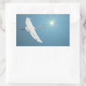 Egret 1シ飛んでいるステッカー 長方形シール (バッグ)