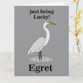 Egret Lucky Bird カード (黄色い花)