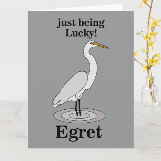 Egret Lucky Bird カード (黄色い花)