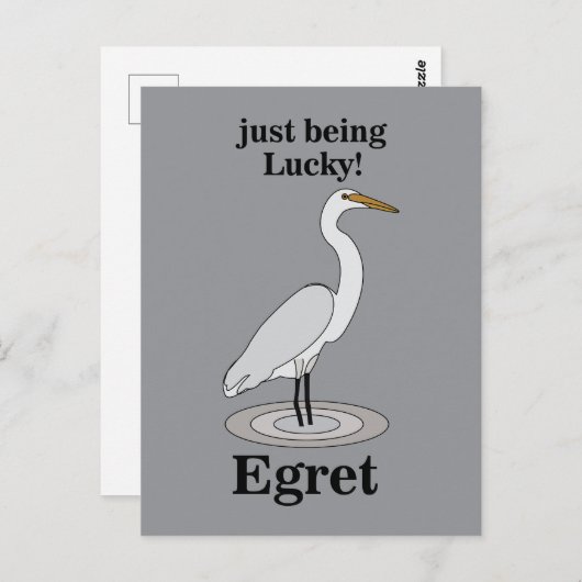 Egret Lucky Bird ポストカード (正面/裏面)