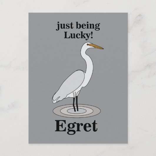 Egret Lucky Bird ポストカード (正面)