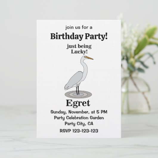 Egret Lucky Bird Birthday Party 招待状 (スタンド正面)