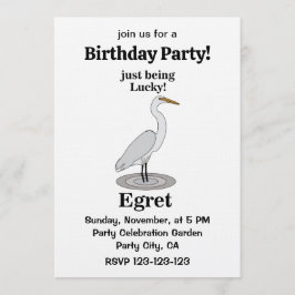 Egret Lucky Bird Birthday Party 招待状