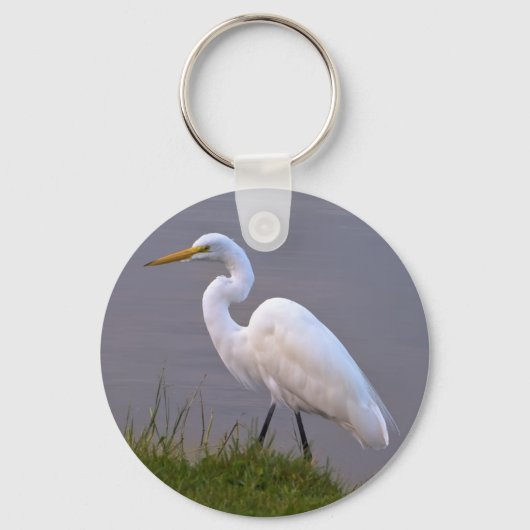 Egret Strolling in the Sunlight Keychain キーホルダー (正面)