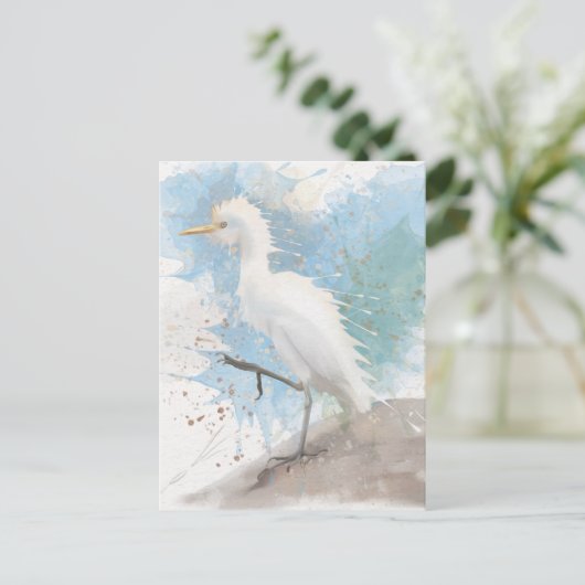 Egret watercolor  ポストカード (スタンド正面)