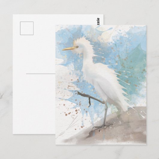 Egret watercolor  ポストカード (正面/裏面)