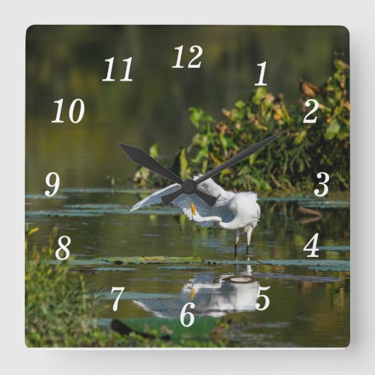Egret Wing Exam Wall Clock スクエア壁時計 (正面)