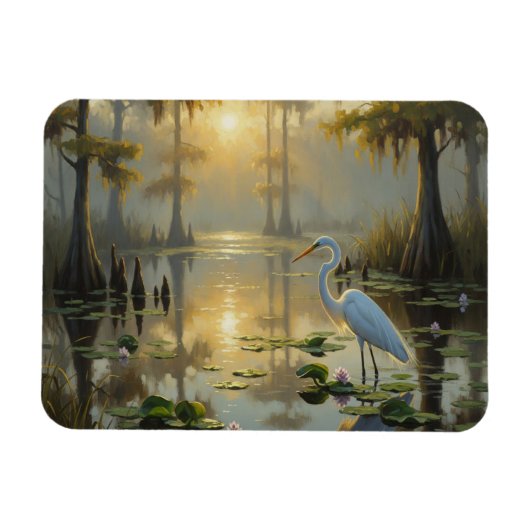 Egrets in Everglades National Park Morning マグネット (横)
