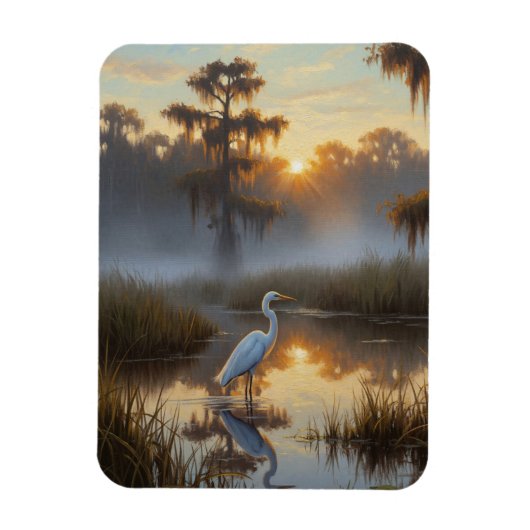 Egrets in Everglades National Park Morning マグネット (縦)
