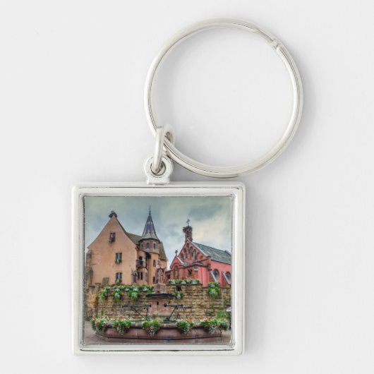 Eguisheim、アルザス、フランスの聖者レオンの噴水 キーホルダー (正面)