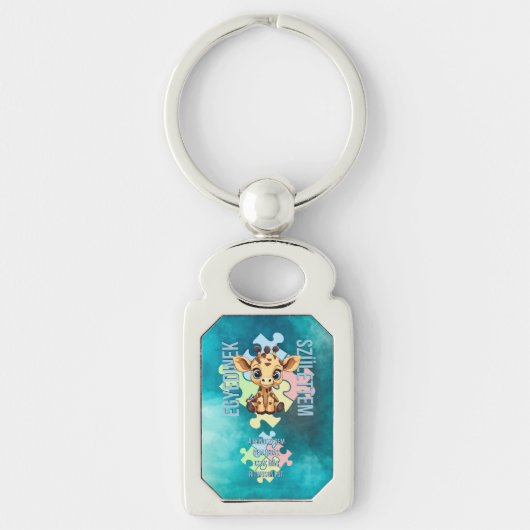 Egyedinek születtem – kedves zsiráfos design キーホルダー (正面)