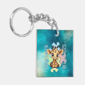 Egyedinek születtem – kedves zsiráfos design キーホルダー (正面左)