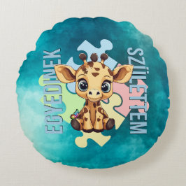Egyedinek születtem – kedves zsiráfos design ラウンドクッション