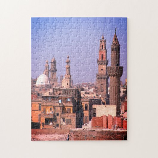 Egypt, Cairo Rooftops, Minarets of Ancient City ジグソーパズル (縦)