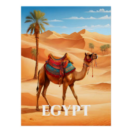 Egypt Desert Camel Travel Poster ポスター