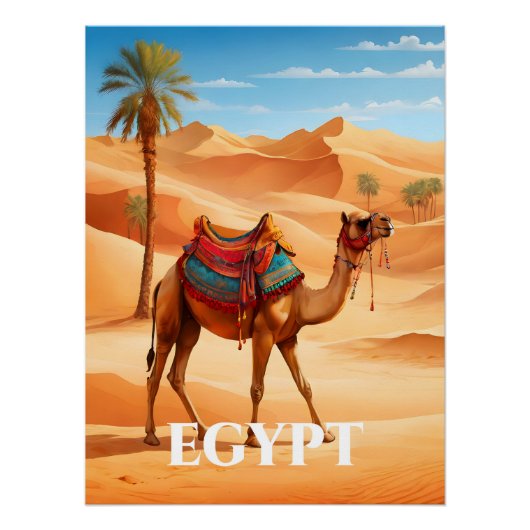 Egypt Desert Camel Travel Poster ポスター (正面)