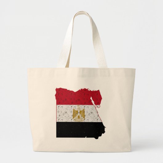 Egypt Flag Map Crackle ラージトートバッグ (正面)