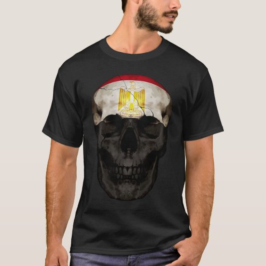 Egypt Flag Skull Egyptian Roots Proud Patriotic Tシャツ (正面)