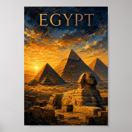Egypt: Golden Sunset Pyramids Art Souvenir ポスター (正面)