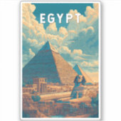 Egypt Illustration Travel Art Vintage シール (正面)