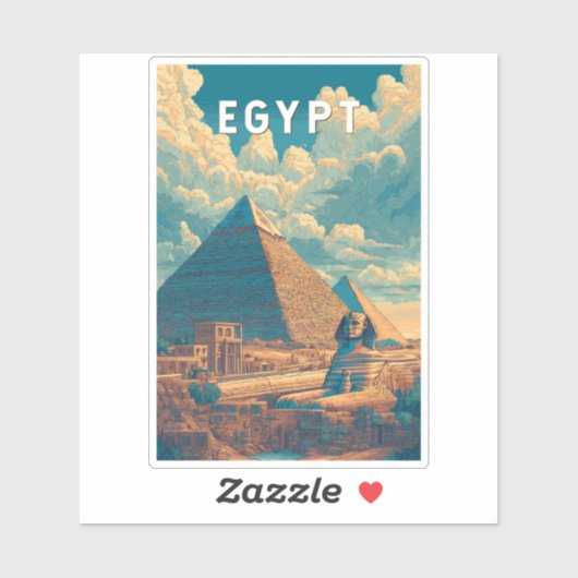 Egypt Illustration Travel Art Vintage シール (シート)