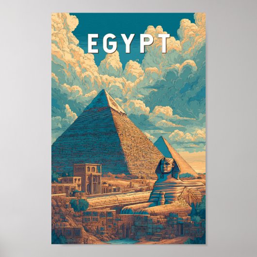 Egypt Illustration Travel Art Vintage ポスター (正面)